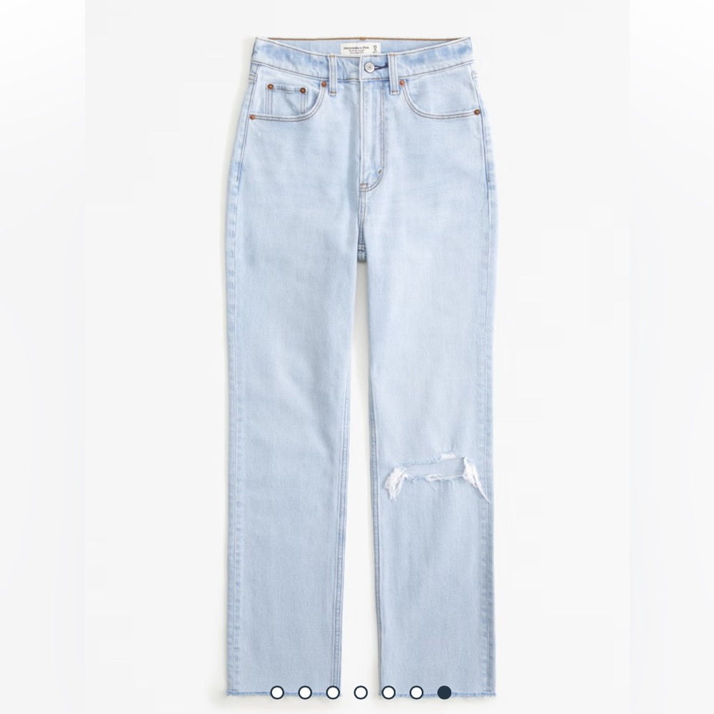 NWOT Abercrombie & Fitch Light Blue Ankle Straight Leg High Rise Jeans